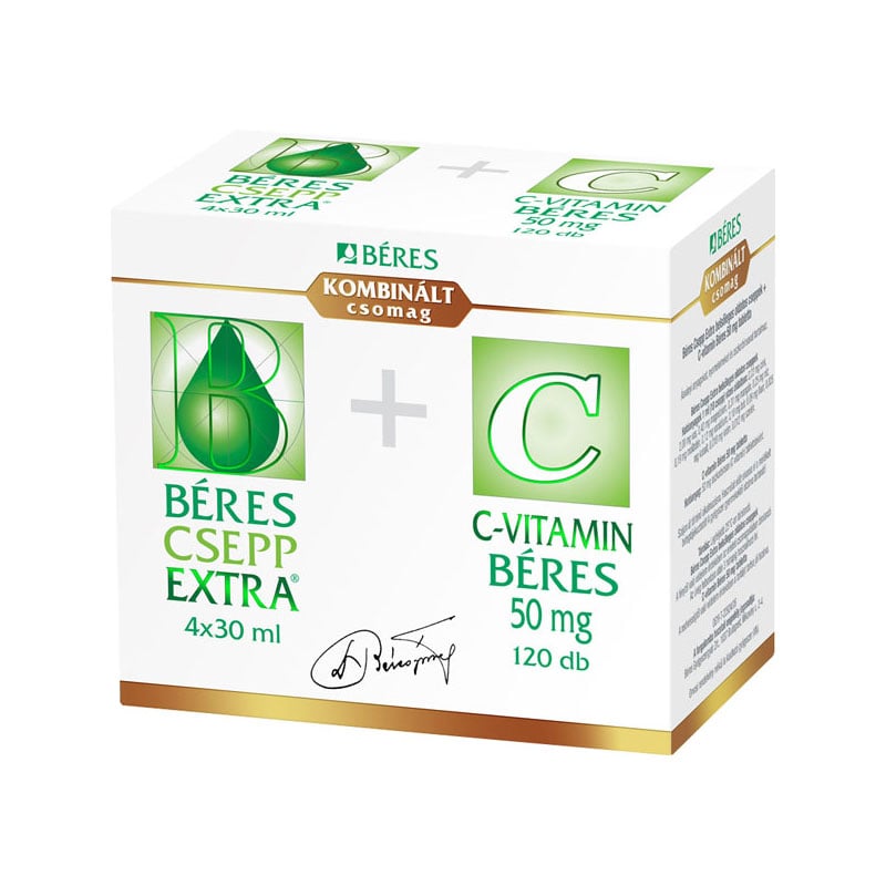 Béres Csepp extra 4x30 ml + C-vitamin Béres 50 mg</br>